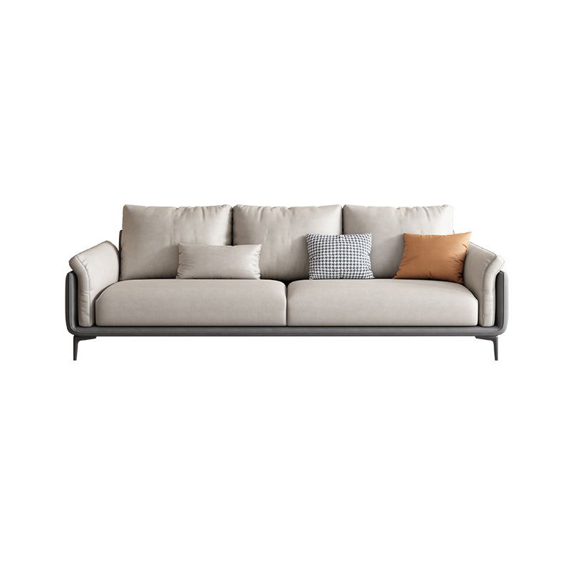 Faux Leather Stain Resistant Contemporary Sofa Couch in Beige Clearhalo 'furn' 'furn_sofas' 'Furniture' 'Living Room Furniture' 'Sofa' 'sofas' 1200x1200_b6a86270-00dc-4dff-9c5d-1b6dcffc5b64