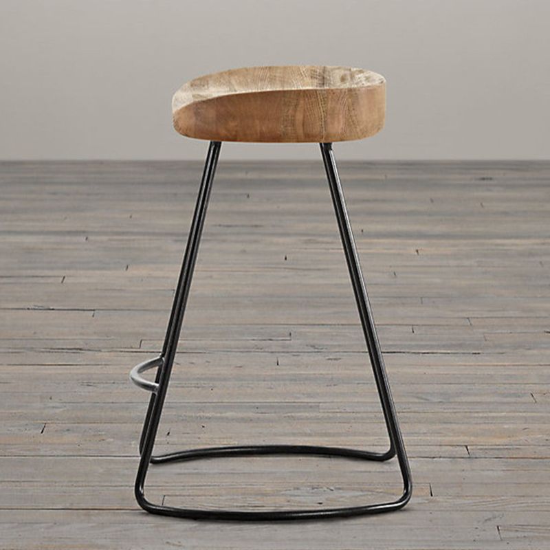 Contemporary Style Counter Stool Solid Wood Saddle Seat Bar Stool with Metal Base Clearhalo 'Bar Furniture' 'Bar Stools' 'bar_stools' 'furn' 'furn_bar_stools' 'Furniture' 'Kitchen & Dining Furniture' 1200x1200_b6a92052-4064-4d8e-99d3-7e8ea0d8afe0