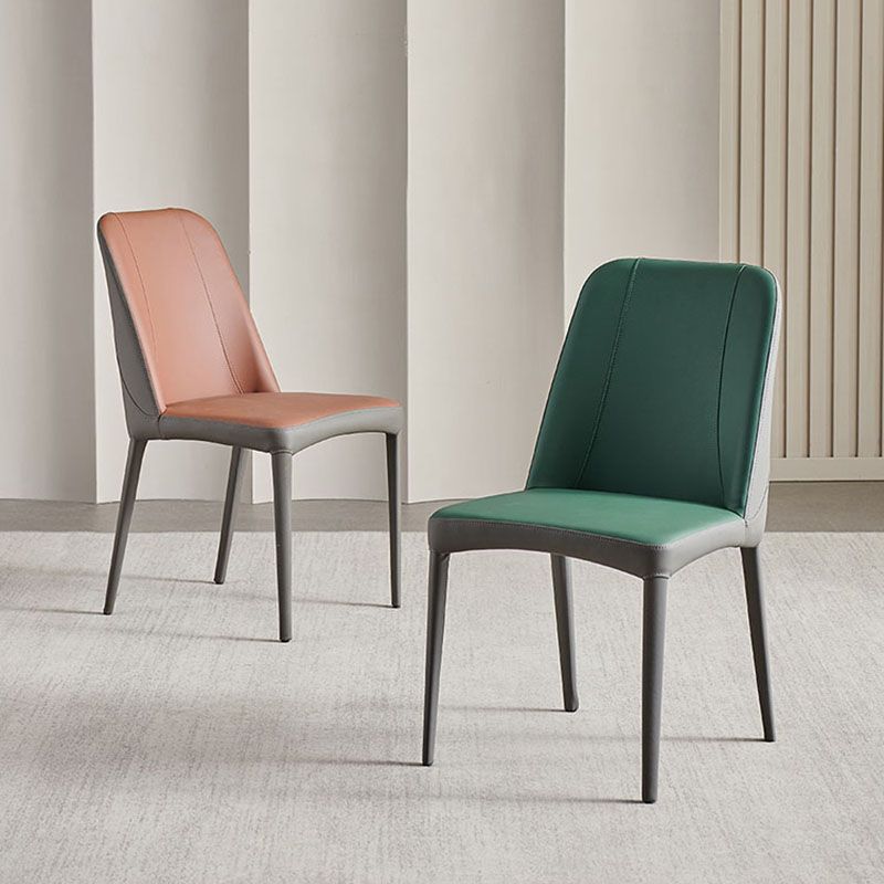 Industrial Home Side Chair Solid Back Metal Upholstered Dining Side Chair (Set of 2) Clearhalo ' kitchen&dining_furn' 'Dining Chairs' 'Dining Tables & Seating' 'dining_chair' 'furn' 'furn_dining_chair' 'Furniture' 'furniture_dining_chair' 'Kitchen & Dining Furniture' 'kitchen' 1200x1200_b6a9e4ae-98b3-425c-932f-c1b55c53dad5