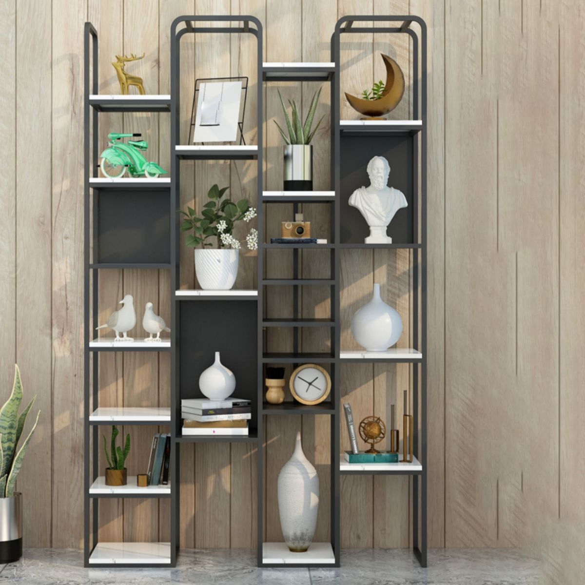 70.87"H Bookcase Contemporary Style Open Back Bookshelf for Home Office