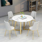 Stone Top Dining Table Contemporary Table with Sled Base in Gold Clearhalo 'Dining Tables & Seating' 'Dining Tables' 'dining_table' 'furn' 'furn_dining_table' 'Furniture' 'furniture_dining_table' 'Kitchen & Dining Furniture' 'kitchen' 'kitchen_dining_table' 1200x1200_b6aac8f3-d25a-444e-9c84-30cf98f1c197