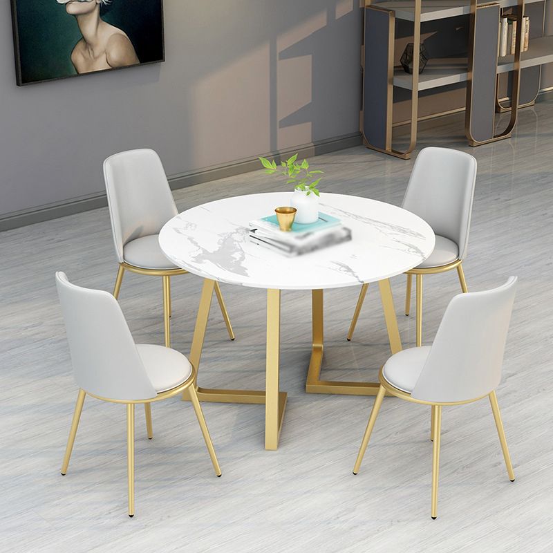 Stone Top Dining Table Contemporary Table with Sled Base in Gold Clearhalo 'Dining Tables & Seating' 'Dining Tables' 'dining_table' 'furn' 'furn_dining_table' 'Furniture' 'furniture_dining_table' 'Kitchen & Dining Furniture' 'kitchen' 'kitchen_dining_table' 1200x1200_b6aac8f3-d25a-444e-9c84-30cf98f1c197