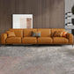 Tan Genuine Leather Sectional/Sofa Square Arm Sectional for Apartment