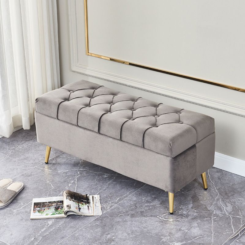17.7" H Glam Upholstered Bench Tufted Seating Bench with Storage Clearhalo 'Benches' 'Chairs & Seating' 'furn' 'furn_benches' 'Furniture' 'Living Room Furniture' 1200x1200_b6ab3ae0-5850-452a-8049-a00db37fe372