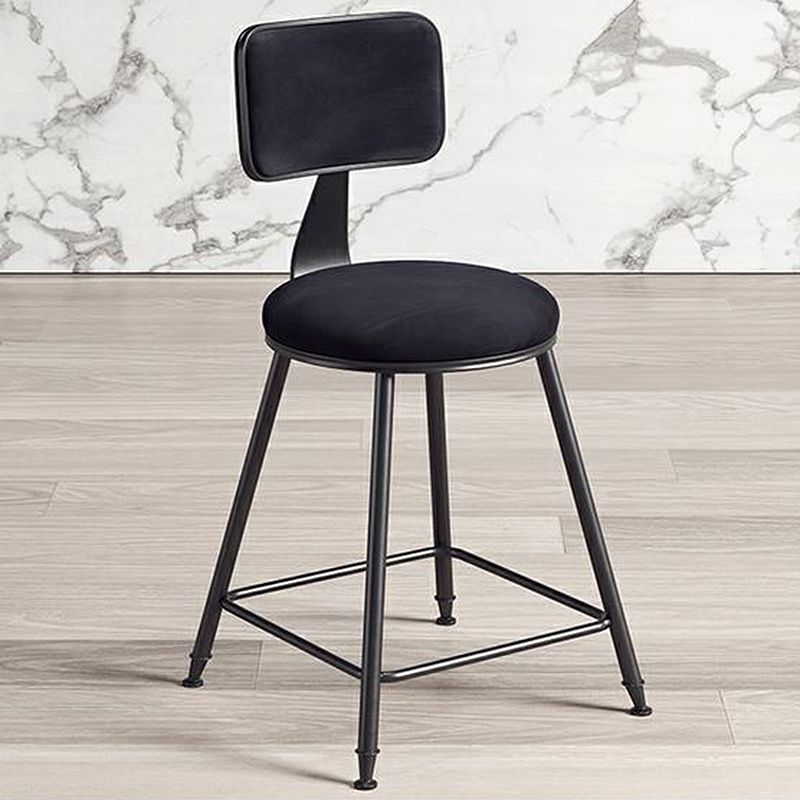 Contemporary Counter Bar Stool Backrest Velvet Bar Stool with Footrest, Iron Base Clearhalo 'Bar Furniture' 'Bar Stools' 'bar_stools' 'furn' 'furn_bar_stools' 'furniture_bar_stools' 'Kitchen & Dining Furniture' 'kitchen&dining_furn' 'kitchen' 'kitchen_furn' Furniture' 1200x1200_b6addce5-1a65-4437-aed3-eea9ca5be3ea