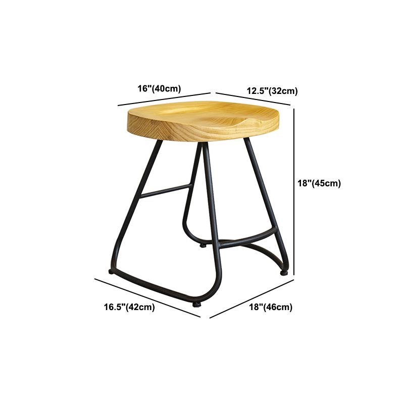 Modern Contoured Seat Pine Solid Wood Bar Stool with Iron Base Clearhalo 'Bar Furniture' 'Bar Stools' 'bar_stools' 'furn' 'furn_bar_stools' 'Furniture' 'Kitchen & Dining Furniture' 1200x1200_b6b30b7c-7eae-414b-a16d-896879b83511