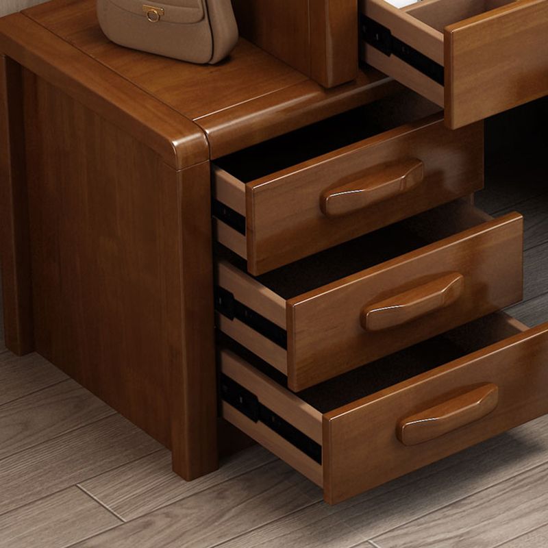 Solid Wood Makeup Vanity Desk Table Scandinavian 4 Drawer Dressing Table