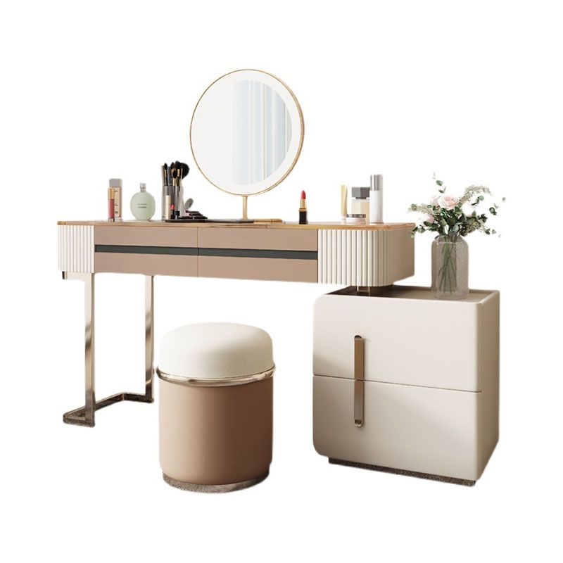 Glam Wood Makeup Vanity Desk Glass Top 4 Drawer Dressing Table Clearhalo 'Bedroom Furniture' 'furn' 'furn_makeup_vanities' 'Furniture' 'Makeup Vanities' 'makeup_vanities' 1200x1200_b6b4ba12-80f8-40d3-b714-b2ba30035eaf