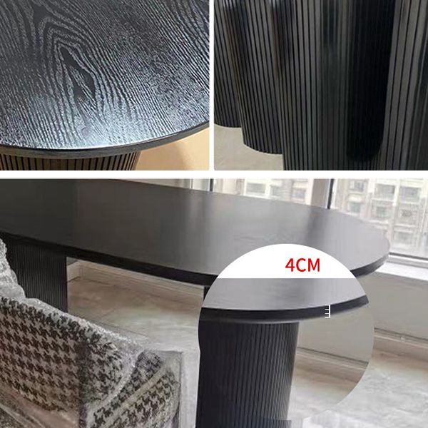 Oval Dining Table Contemporary Dining Table with Sled Base in Black Clearhalo 'Dining Tables & Seating' 'Dining Tables' 'dining_table' 'furn' 'furn_dining_table' 'Furniture' 'Kitchen & Dining Furniture' 1200x1200_b6b85ca4-9b46-44ac-9cdd-7c4258b9e955