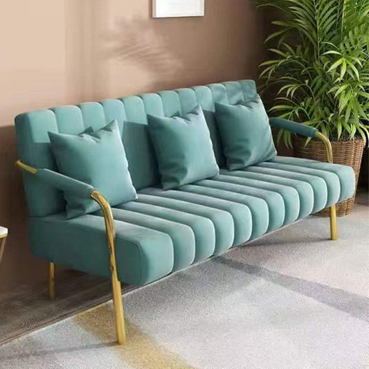 Samtsofa mit 3 Kissen Quadratarm für Wohnzimmer 3-Sitzer