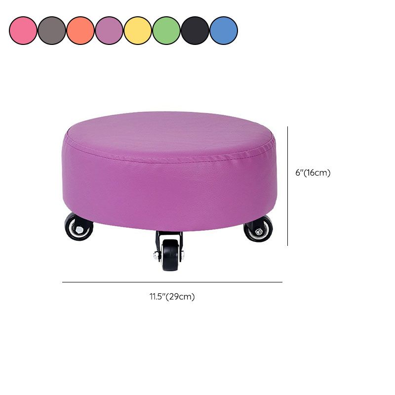 Modern Pouf Ottoman Faux Leather Upholstered Solid Color Round Ottoman with Wheels Clearhalo 'furn' 'furn_ottomans_poufs' 'Furniture' 'Living Room Furniture' 'Ottomans & Poufs' 'ottomans_poufs' 1200x1200_b6bd4974-cf78-43e3-bb45-9e91aba9a850