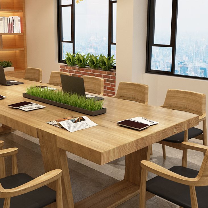 Mesa de reuniones de rectángulo de madera sólida de la oficina en casa escritura de escritura moderna