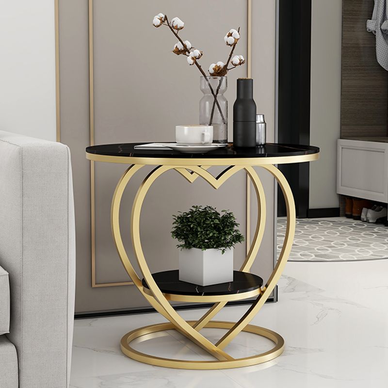 Modern 19.6"/23.6" Tall Round Slate Top Side Table Iron Abstract End Table Clearhalo 'Coffee & Accent Tables' 'End & Side Tables' 'end_side_tables' 'furn' 'furn_end_side_tables' 'Furniture' 'Living Room Furniture' 1200x1200_b6bf5491-8f1d-4820-a36e-73436669c243