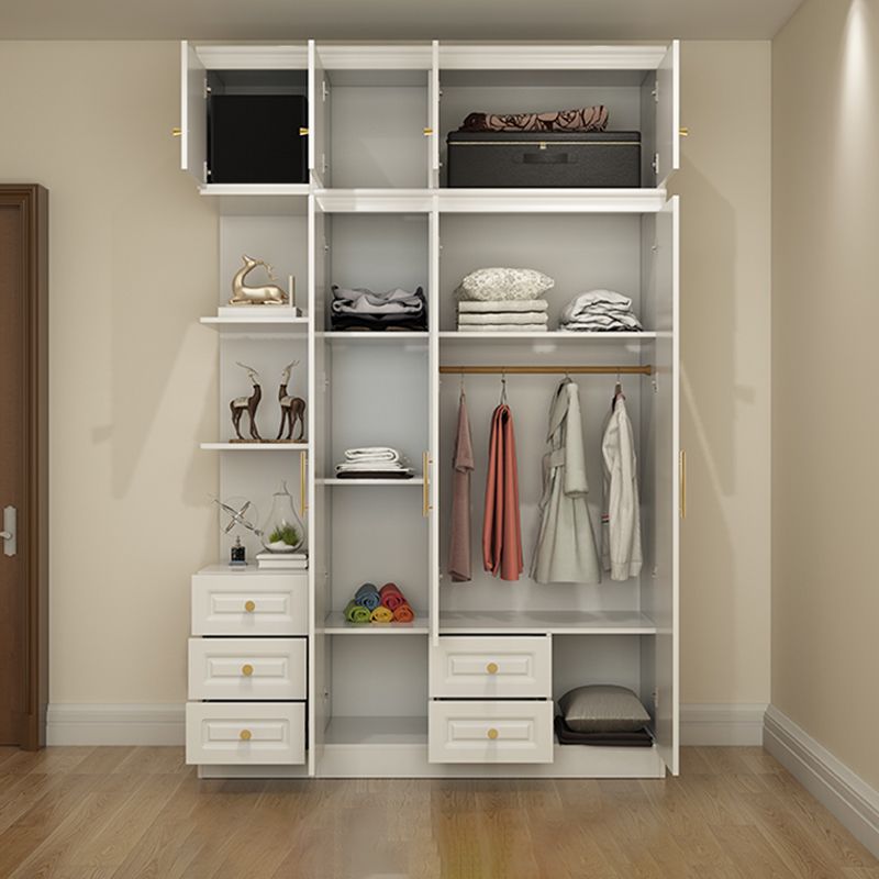 Hinged White Wardrobe Armoire Engineered Wood Wardrobe Closet Clearhalo 'Armoires & Wardrobes' 'armoires_wardrobes' 'Bedroom Furniture' 'furn' 'furn_armoires_wardrobes' 'Furniture' 1200x1200_b6bf843b-6960-4028-9cc8-ecb971356f0e
