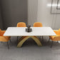 Glam Rectangle Shape Dining Table Sintered Stone Top Standard Dining Table for Kitchen Clearhalo ' dining_table' 'Dining Tables & Seating' 'Dining Tables' 'furn' 'furn_dining_table' 'Furniture' 'furniture_dining_table' 'Kitchen & Dining Furniture' 'kitchen&dining_furn' 'kitchen' 'kitchen_dining_table' 1200x1200_b6c08168-a502-4d50-b01c-0f1e9dda1c44