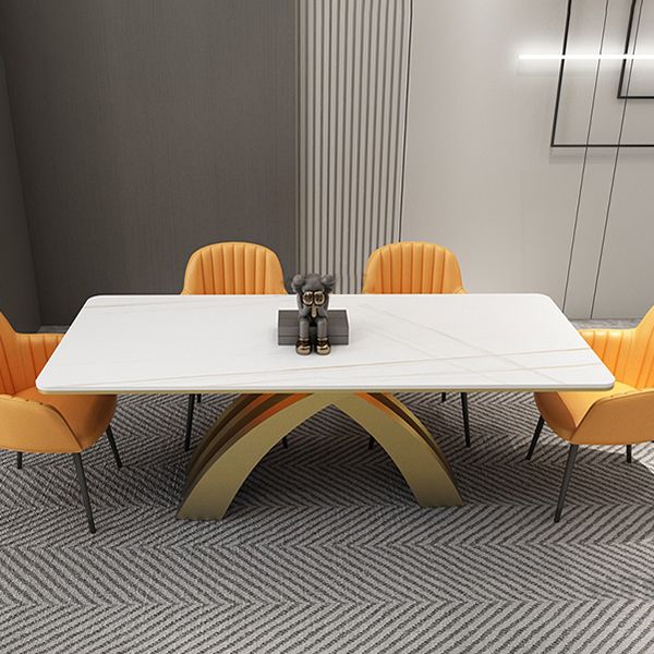 Glam Rectangle Shape Dining Table Sintered Stone Top Standard Dining Table for Kitchen Clearhalo ' dining_table' 'Dining Tables & Seating' 'Dining Tables' 'furn' 'furn_dining_table' 'Furniture' 'furniture_dining_table' 'Kitchen & Dining Furniture' 'kitchen&dining_furn' 'kitchen' 'kitchen_dining_table' 1200x1200_b6c08168-a502-4d50-b01c-0f1e9dda1c44
