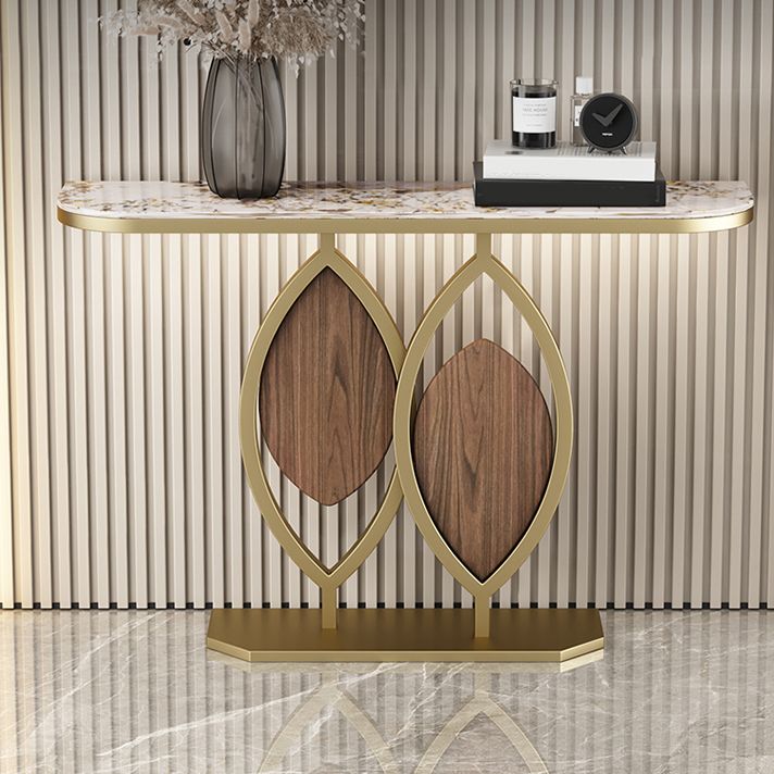 Tavolo console in pietra glam tela metallica tavola accento mezzaluna, 31,49 "di alto livello