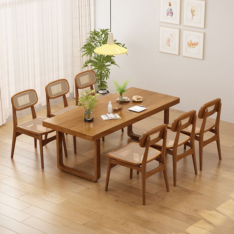Moderne eetgelegenheid 1/5/7 PCS Massief houten eettafel en stoelen in bruin