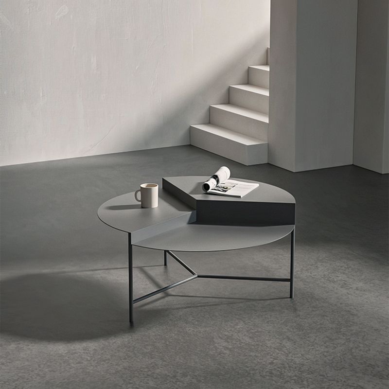 Table basse à cadre en métal Table de cocktail ronde moderne du milieu du siècle