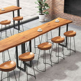 Rectangle Solid Wood Bar Table Sled Base Dining Table for Kitchen Living Room Coffee Room