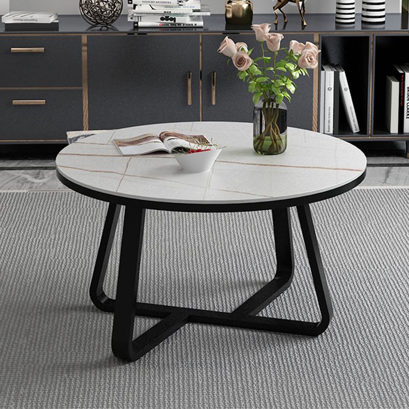 Round Slate Coffee Cocktail Table X-Base Coffee or End Table Clearhalo 'Coffee & Accent Tables' 'Coffee Tables' 'coffee_tables' 'furn' 'furn_coffee_tables' 'Furniture' 'Living Room Furniture' 1200x1200_b6c53afa-1d00-4aca-b791-ae1c07a75baa