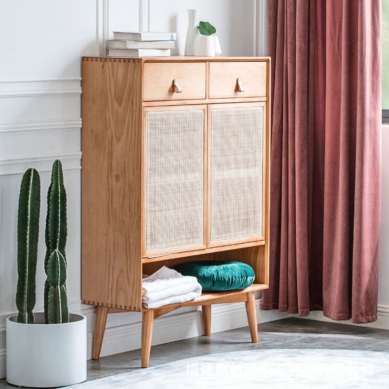 Contemporary Cabinet Rectangle Pine 2 Doors Pendant Pulls Accent Cabinet Clearhalo 'Cabinets & Chests' 'cabinets_chests' 'furn' 'furn_cabinets_chests' 'Furniture' 'Living Room Furniture' 1200x1200_b6c547de-c28d-452b-80d7-9de9d4635122