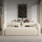 27.56" High Wool Sofa Modern Simple Tuxedo Arm Sofa in White