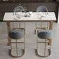 Stone Bar Dining Table Glam Rectangle Bar Table with Double Pedestal for Cafe