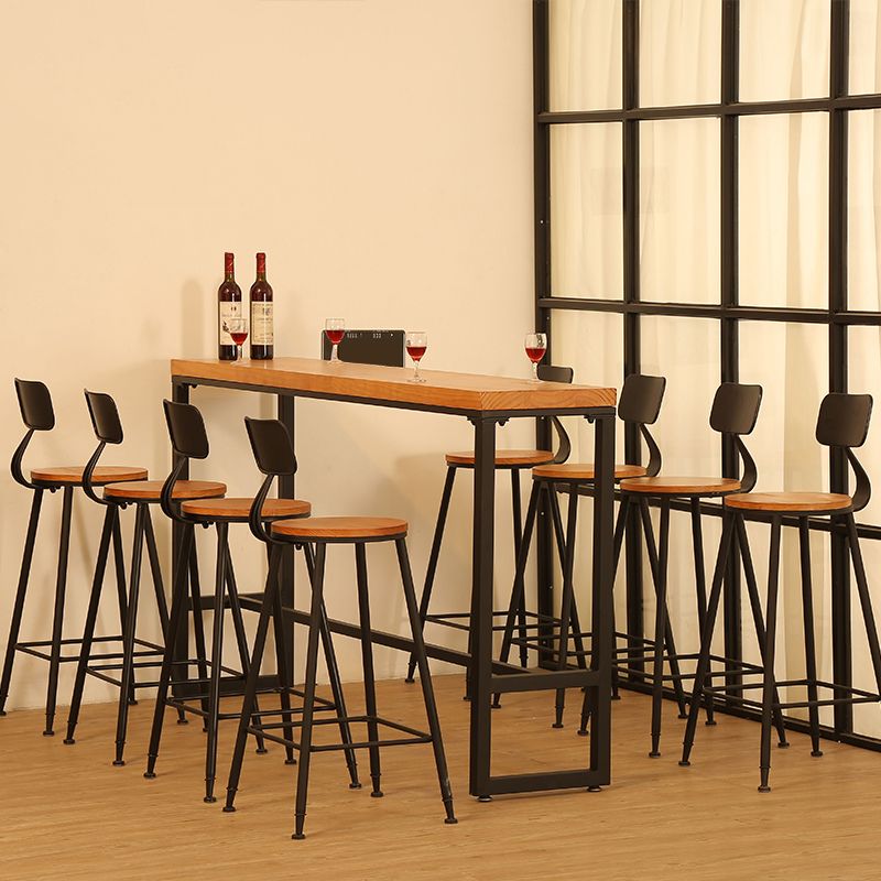Industrial Trestle Cocktail Bar Table Solid Wood Rectangle Counter Table