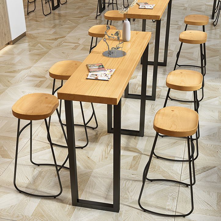 Modern Armless Backless Counter Stool Iron Cafe Bar Stool with Wooden Seat and Pedal Clearhalo 'Bar Furniture' 'Bar Stools' 'bar_stools' 'furn' 'furn_bar_stools' 'Furniture' 'furniture_bar_stools' 'Kitchen & Dining Furniture' 1200x1200_b6cad7f8-ad70-4268-9d89-3595ec7bb494