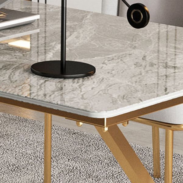 Glam Rechthoekige Office Desk Antique Finish Computer Desk met metalen benen