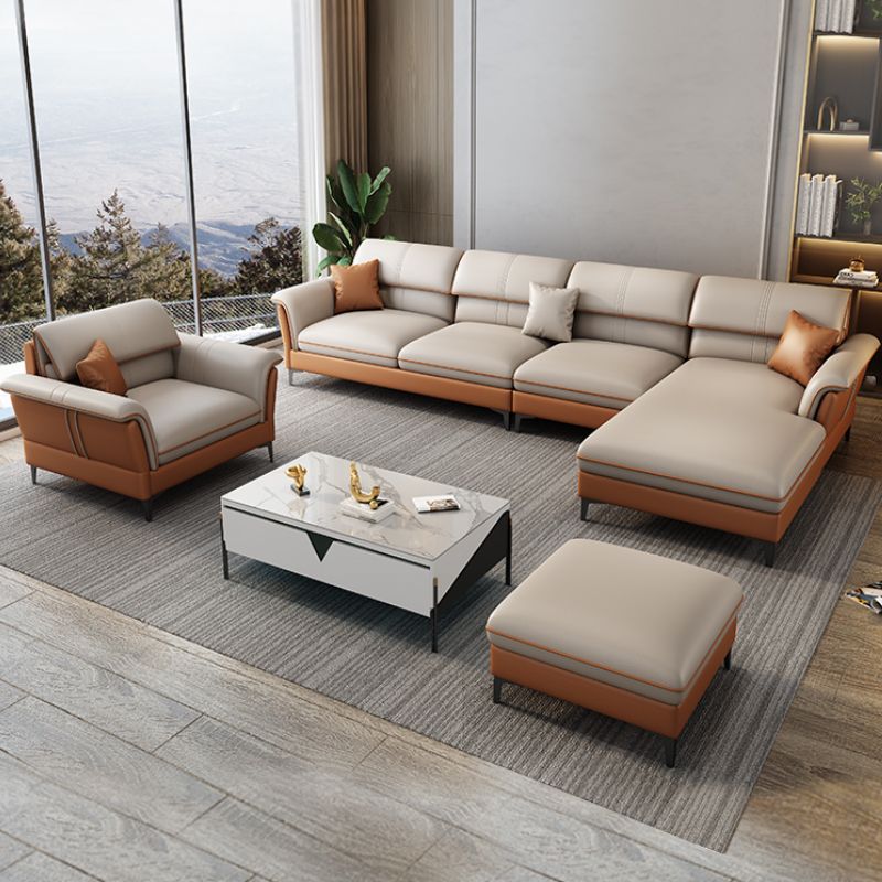 Contemporary Pillow Top Arm Sectional Sofa 34.65"H Cushion Back Sofa Clearhalo 'furn' 'furn_sectionals' 'Furniture' 'furniture_sectionals' 'Living Room Furniture' 'Sectionals' 1200x1200_b6d16a7a-8465-4046-86c0-6467d79c498e