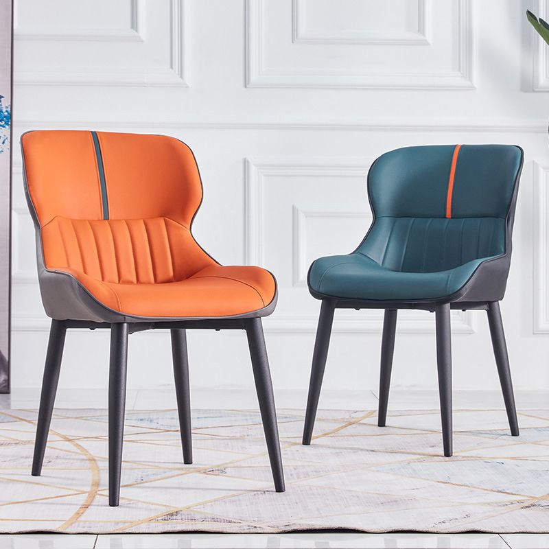 Contemporary Dining Arm Chairs Matte Finish Leather Curved Parsons Chair Clearhalo ' kitchen&dining_furn' 'Dining Chairs' 'Dining Tables & Seating' 'dining_chair' 'furn' 'furn_dining_chair' 'Furniture' 'furniture_dining_chair' 'Kitchen & Dining Furniture' 'kitchen' 1200x1200_b6d1b8ce-f1b3-4211-9ff1-d9f098f6b252