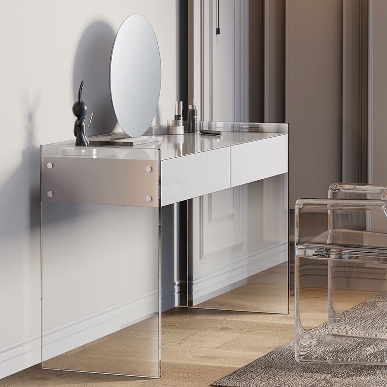 ストレートフィートメイクアップドレッシングテーブル製造された木材トップホワイトアクリルメイクアップテーブル