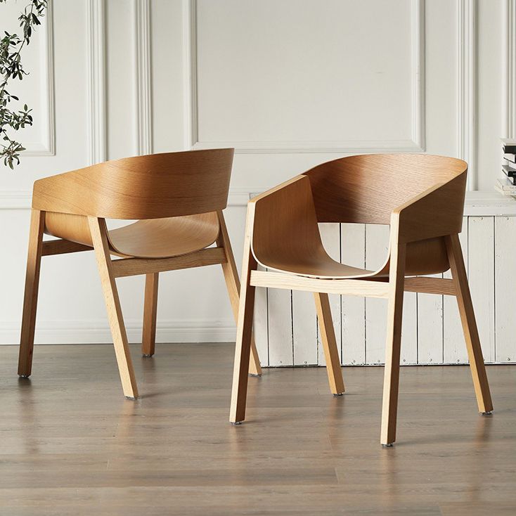 Traditional Wood Dining Arm Chairs Open Back Dining Side Chair for Restaurant Use
