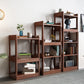 Contemporary Open Shelf Bookcase Rubberwood Bookshelf for Living Room