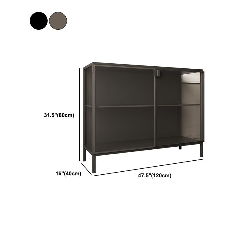 Server di pranzo nero contemporaneo porte in vetro server per finitura metallica