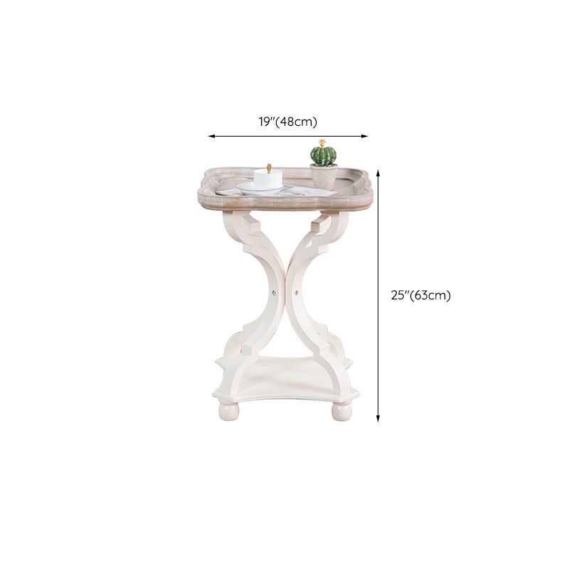 Rustic Side Table Solid Wood 4 Legs Distressed Living Room End Table