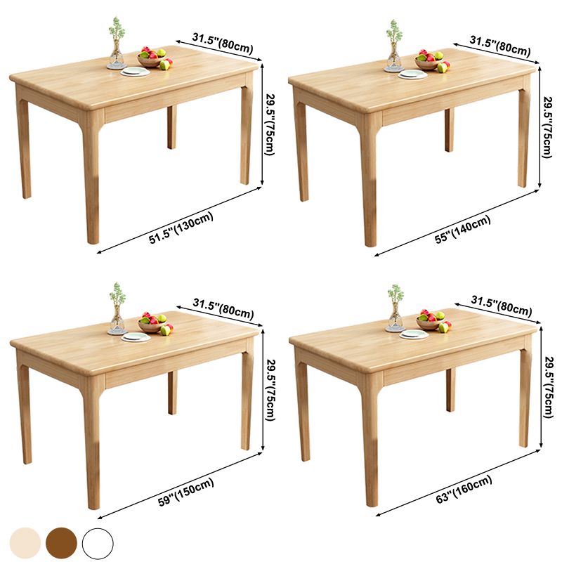 Rubberwood Dining Table Rectangle Solid Wood 4 Legs Wood Base Table for Home Clearhalo ' dining_table' 'Dining Tables & Seating' 'Dining Tables' 'furn' 'furn_dining_table' 'Furniture' 'furniture_dining_table' 'Kitchen & Dining Furniture' 'kitchen&dining_furn' 'kitchen' 'kitchen_dining_table' 1200x1200_b6d3c41a-61ae-4899-91ff-af9c91508b9f