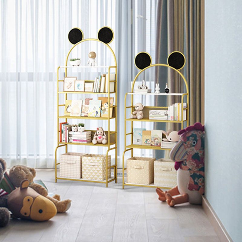 Modern Metal Bookshelf Etagere Vertical Open Shelf Bookcase in Burnish Clearhalo 'Bookcases' 'furn' 'furn_bookcases' 'Furniture' 'Office Furniture' 1200x1200_b6d3fe20-feee-4005-ab31-71076943751e