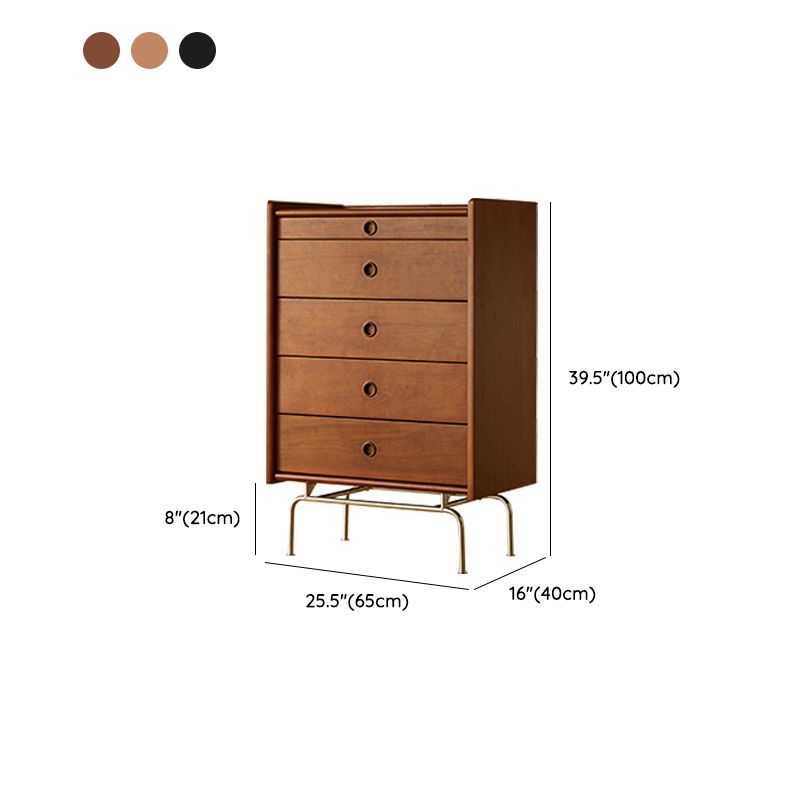 Cofre de almacenamiento de pino sólido moderno de mediados de siglo con cajones para el hogar