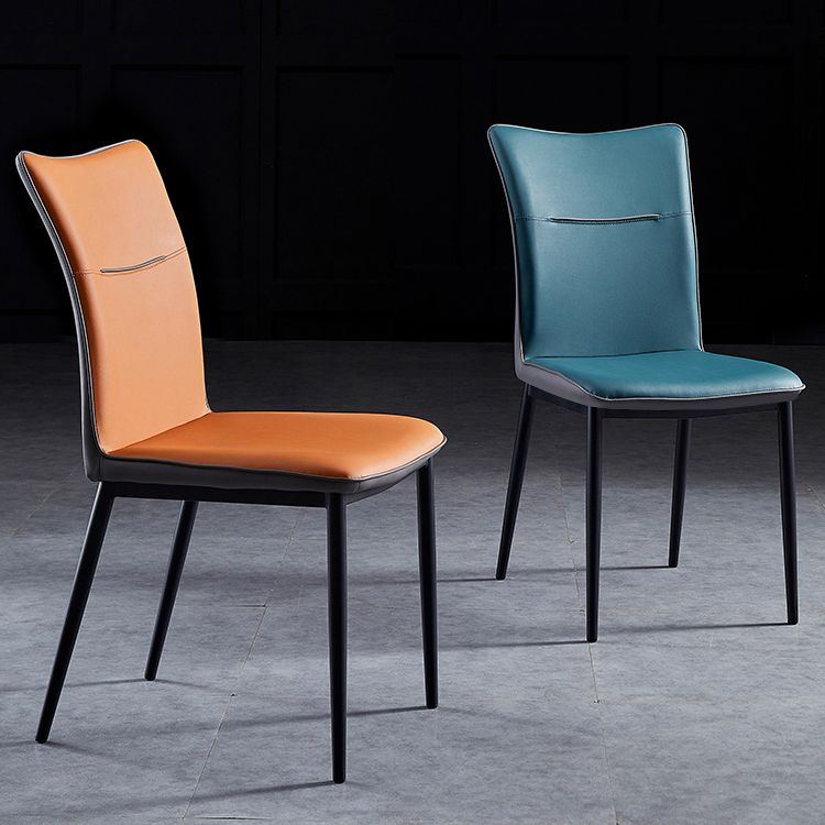 Metal Scandinavian Home Side Chair Solid Back 17.7'' Wide Dining Chair with Black Legs Clearhalo ' kitchen&dining_furn' 'Dining Chairs' 'Dining Tables & Seating' 'dining_chair' 'furn' 'furn_dining_chair' 'Furniture' 'furniture_dining_chair' 'Kitchen & Dining Furniture' 'kitchen' 1200x1200_b6d7140c-6d03-4987-9bed-8ee1d5651b33