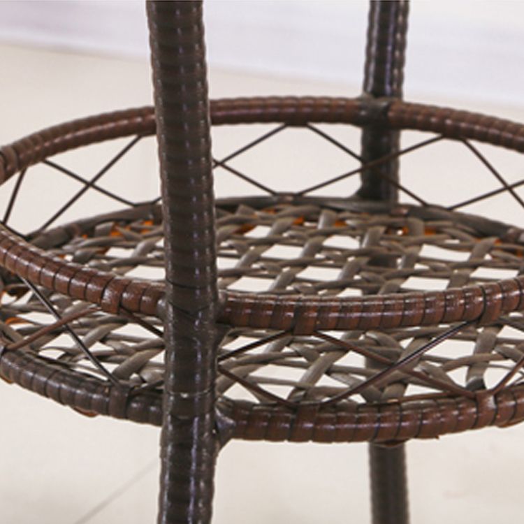 Tropical Glass Top 4 Legs Cocktail Table with Shelf Round Coffee Table Clearhalo 'Coffee & Accent Tables' 'Coffee Tables' 'coffee_tables' 'furn' 'furn_coffee_tables' 'Furniture' 'furniture_coffee_tables' 'Living Room Furniture' 1200x1200_b6dc221d-5244-4959-a563-184edec0cf00