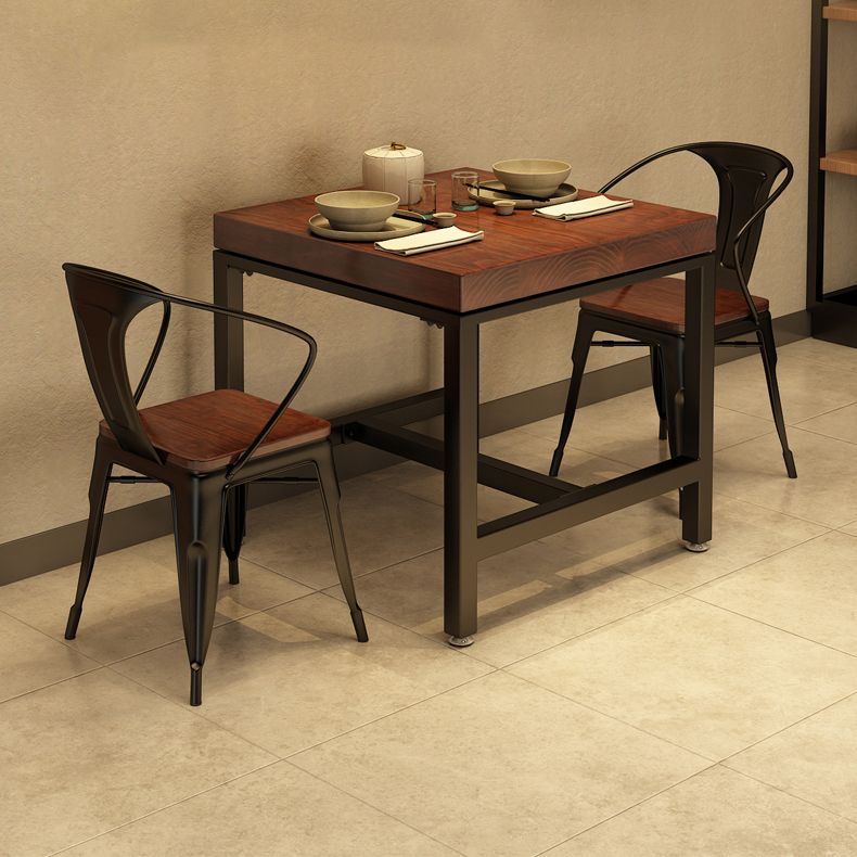 Square Solid Wooden Table Industrial Dining Table with Metal Trestle Base Clearhalo ' dining_table' 'Dining Tables & Seating' 'Dining Tables' 'furn' 'furn_dining_table' 'Furniture' 'furniture_dining_table' 'Kitchen & Dining Furniture' 'kitchen&dining_furn' 'kitchen' 'kitchen_dining_table' 1200x1200_b6de4374-4595-4de1-8c14-e34ea479095a