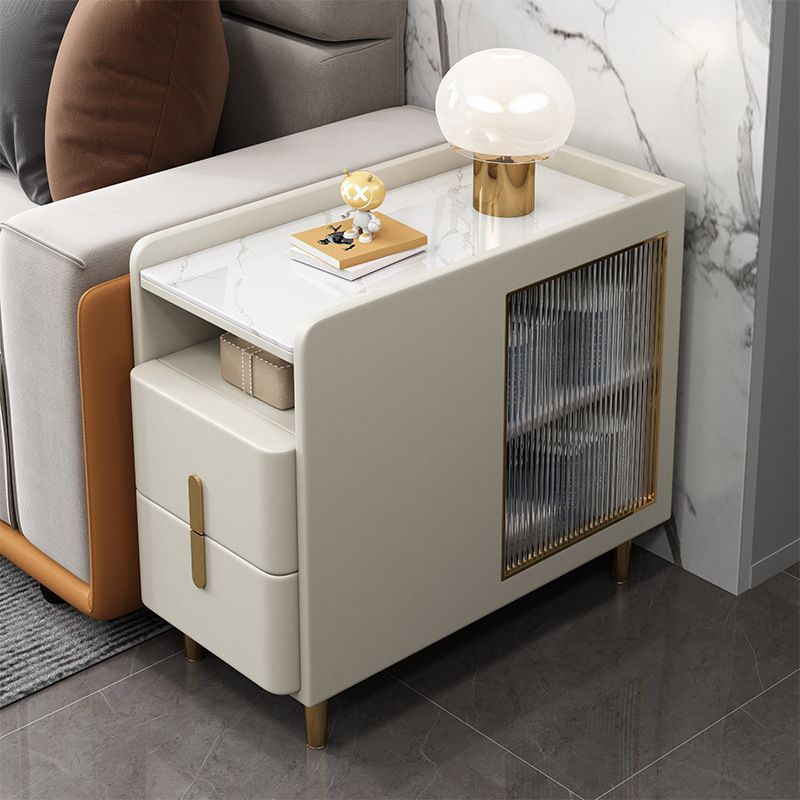 グラムアクセントテーブルナイトスタンドストーンナイトスタンド2つの引き出しが付いています