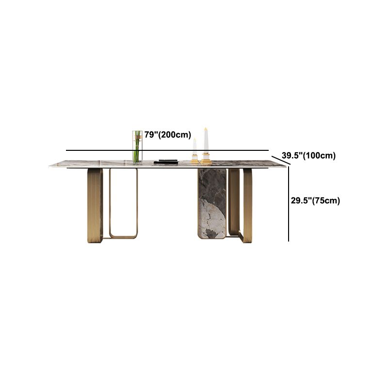 Luxuriöses rechteckiges Esszimmer-Set, 1/2/3/5/6/7/9-teilig, Esstisch-Set mit gesinterter Steinplatte