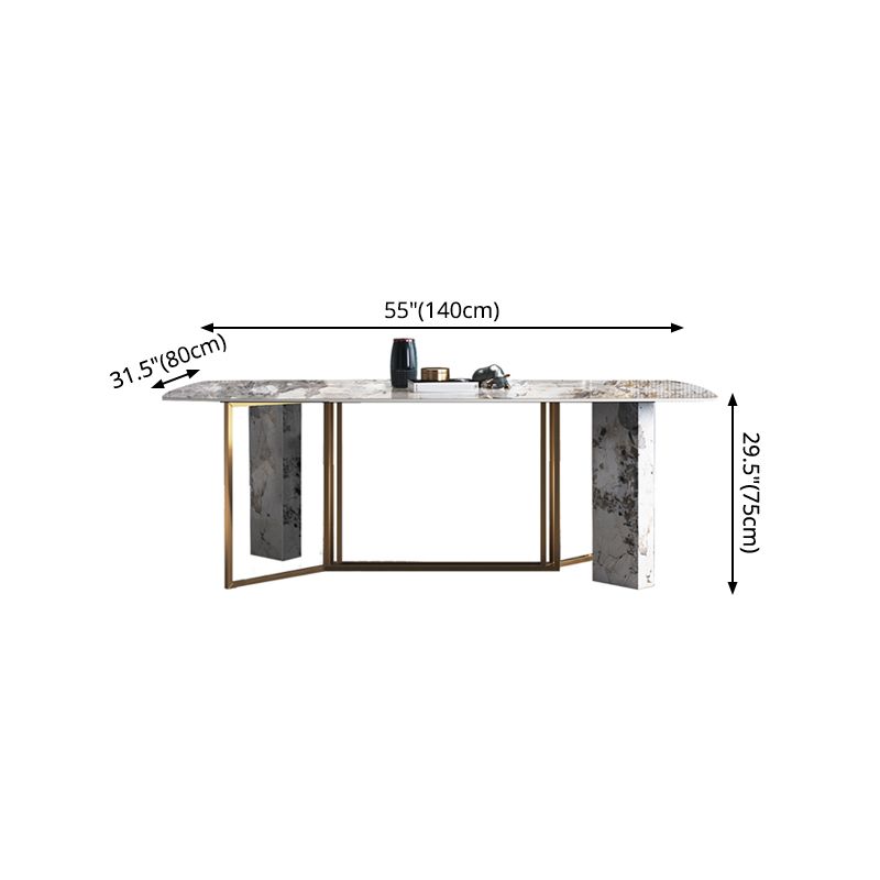 Traditional Luxury Dining Table Rectangle Sintered Stone Dining Table with Gold Frame for Home Clearhalo ' dining_table' 'Dining Tables & Seating' 'Dining Tables' 'furn' 'furn_dining_table' 'Furniture' 'furniture_dining_table' 'Kitchen & Dining Furniture' 'kitchen&dining_furn' 'kitchen' 'kitchen_dining_table' 1200x1200_b6df0610-5a55-434a-97c0-0069da83da3f