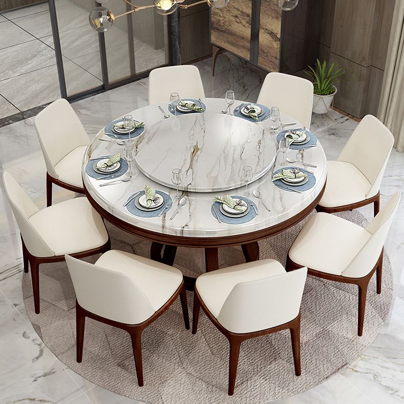 Simplicity Home Sintered Stone Dining Table Round Shape Table with Solid Wood Base Clearhalo ' dining_table' 'Dining Tables & Seating' 'Dining Tables' 'furn' 'furn_dining_table' 'Furniture' 'furniture_dining_table' 'Kitchen & Dining Furniture' 'kitchen&dining_furn' 'kitchen' 'kitchen_dining_table' 1200x1200_b6dffc4e-c1c7-49cc-b1ec-7a9732c98c1c