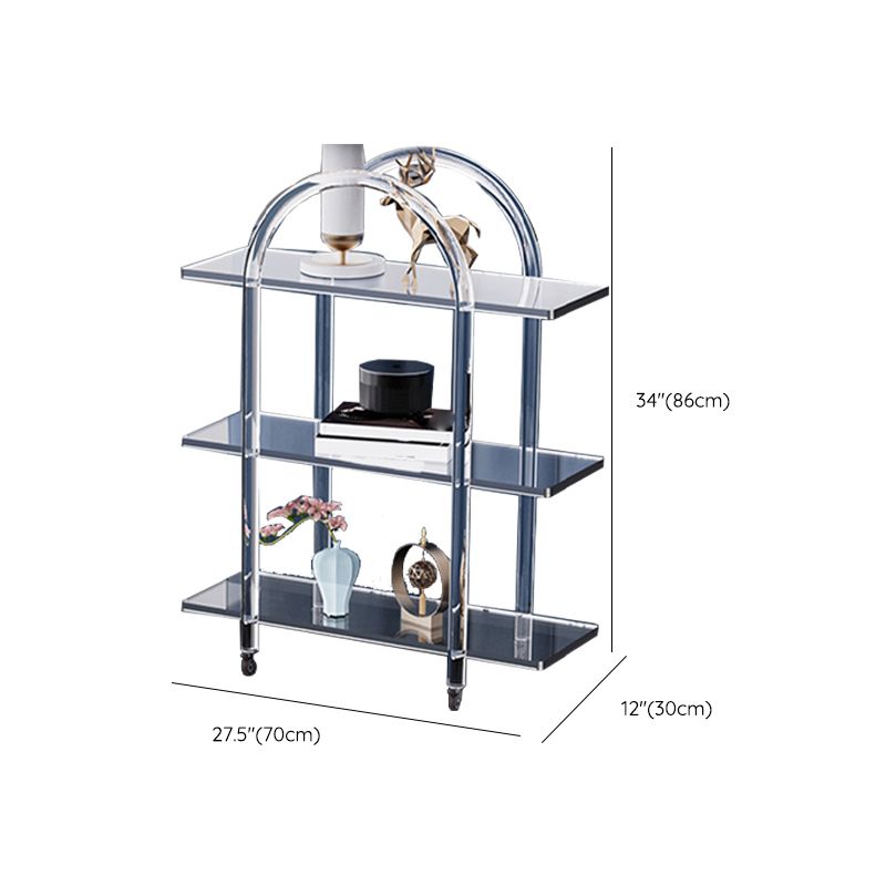Contemporary Clear Acrylic Sofa Side Accent Table 4 Legs End Table with Storage Shelves Clearhalo 'Coffee & Accent Tables' 'End & Side Tables' 'end_side_tables' 'furn' 'furn_end_side_tables' 'Furniture' 'Living Room Furniture' 1200x1200_b6e01d73-b395-4fe5-af61-14f06b6bc54b