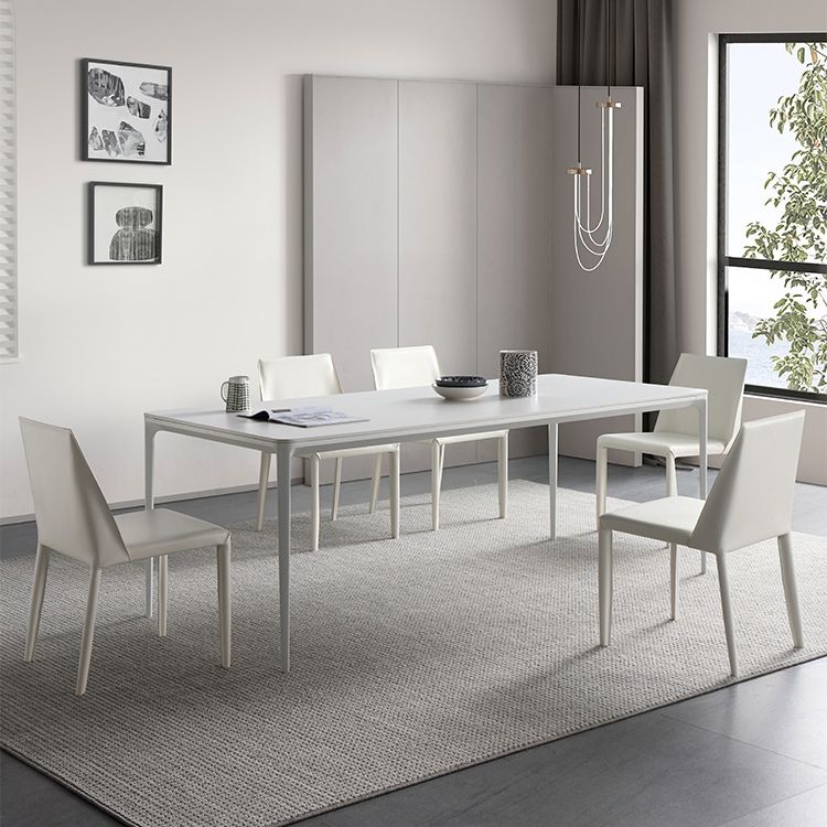 Modern White Dining Table Set 1/2/5/6/7 Pieces Rectangle Dinette Set with Sintered Stone Clearhalo 'Dining Room Sets' 'Dining Tables & Seating' 'dining_room_set' 'furn' 'furn_dining_room_set' 'Furniture' 'Kitchen & Dining Furniture' 1200x1200_b6e037d1-2bd1-4567-bc67-e6d57ffe4ed1